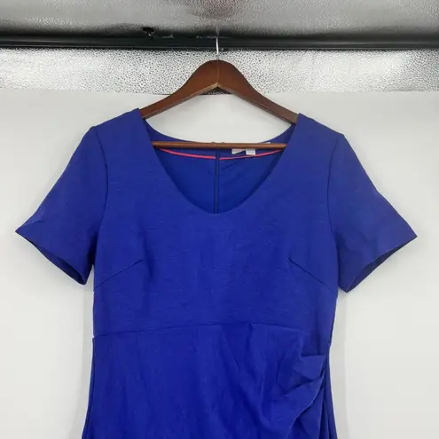 Boden "Honor" Ponte Knit Ruched Pencil Dress Blue Violet Short Sleeve U Neck 10R Size 10