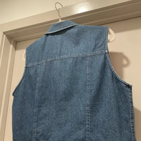 VTG 90s Stonebridge Petites Denim Blue Red Floral Star Print Sleeveless Vest PL Size undefined