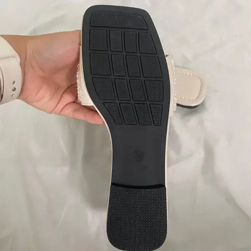 Cream Nude Glam Sparkle Rhinestone Embellished Slide Sandals EU 39 / US 8.5 Gold