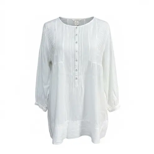 *Sundance White Linen Top Womens XL Boho Beach Coastal Grandma Peasant Blouse