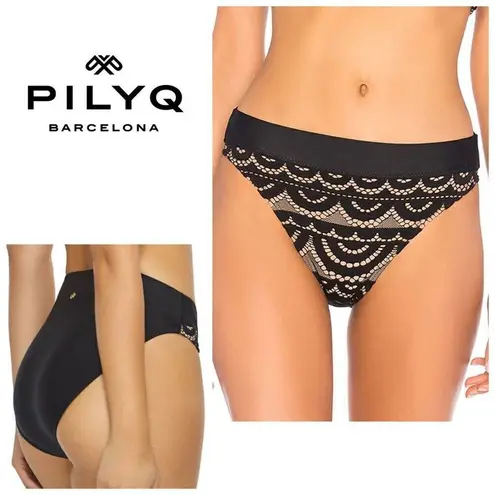 PilyQ New. black lace high rise waisted bikini bottom. Size small