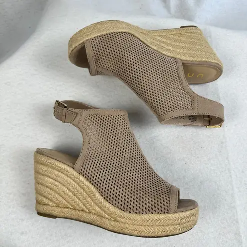 Unisa Espadrille Wedge Sandals Ankle Strap Peep Toe Taupe Beige Women6.5M Shoes