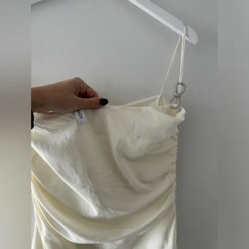 Mach & Mach Crystal Bow Embellished Draped Ivory Mini Dress 10