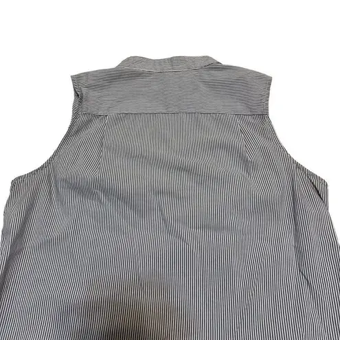 Steven Alan Uniqlo Light Blue White Pintuck Micro Stripe Sleeveless Shirt XS