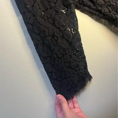 Anthropologie Weston Wear Black Sheer Lace Top 3/4 Sleeve Small Whimsigoth