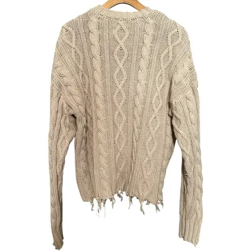 Pistola Women’s Size M Natural Cream Tan Eva Cable Knit Crewneck Sweater