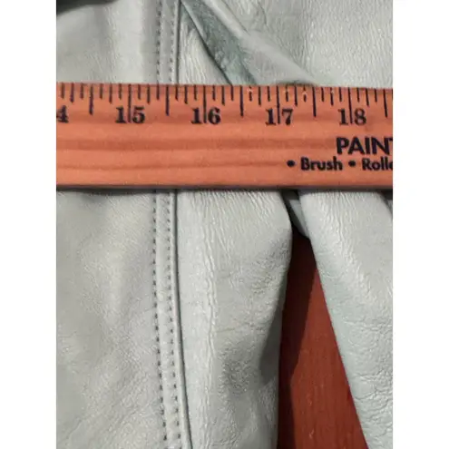 Patricia McCoy collectoin Lace Up Leather Jacket Mint Green Moto Style Size XXS