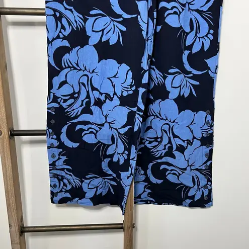 Soft Surroundings Soft Surroundings Blue Flowered Palazzo Wide Leg Pants Size Medium