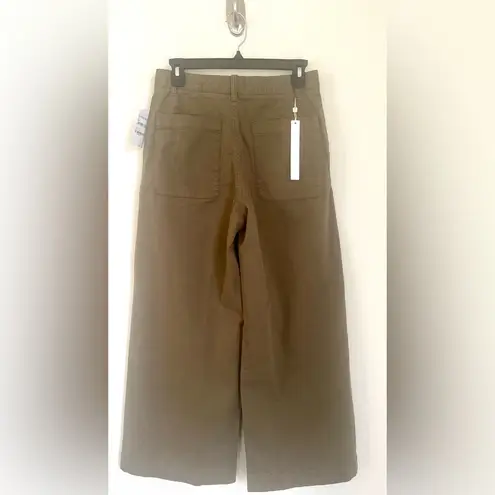 Caslon Nordstrom Women’s Olive Burnt Wide Leg Twill Pants Sz 4 High Rise BNWT