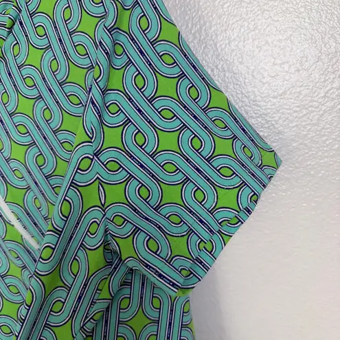 Ibkul Top Womens Medium Greenl 1/4 Zip Short Sleeve Golf Hiking Pattern UPF UV Blue