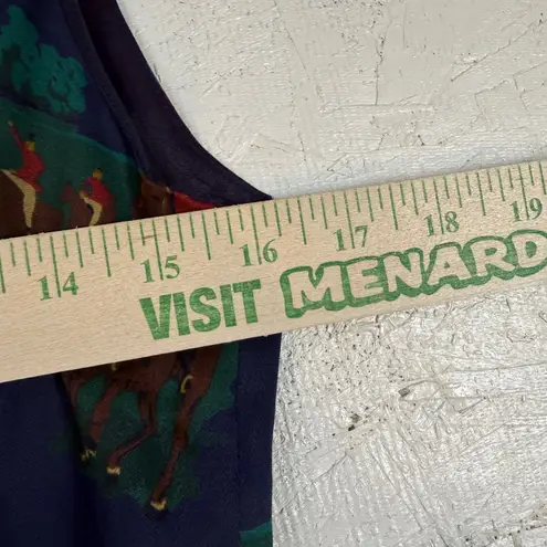 Dennis Goldsmith Vintage Dress Size 8 Horse Equestrian Print Sleeveless Rayon Blue