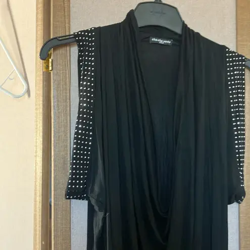 cha cha vente Black Embellished Ruched top small