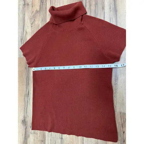 Luca Luca 100% Cashmere Turtleneck Short Sleeve Knit Top Rust L Orange Size L