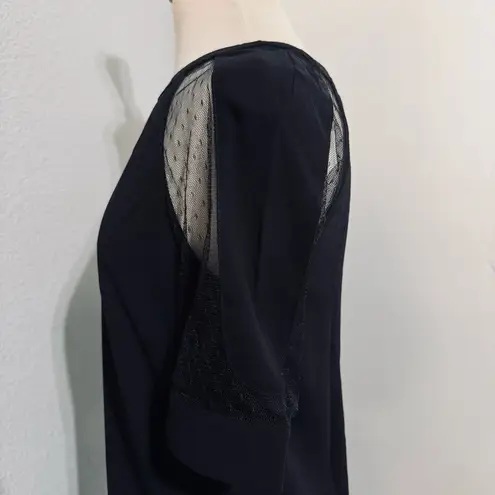 Galexia Trends Women Chic Black Casual Short Dress with Sheer Sleeves Size M