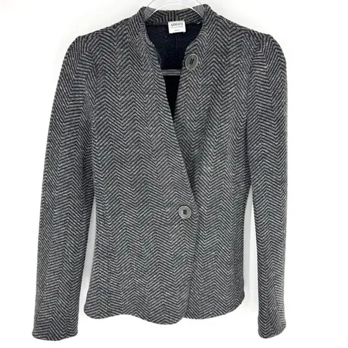 Armani Collezioni Black and Gray Herringbone Blazer Size 4