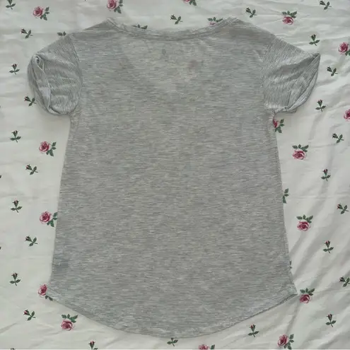 Aerie  Heather Grey Striped V-Neck Shirt