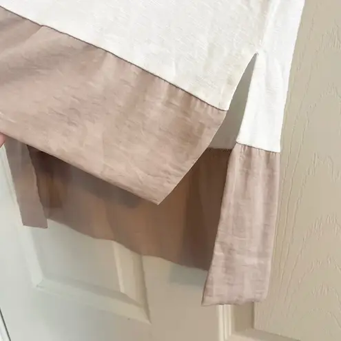 Dolan Left Coast Tunic Top Color Block Hem Short Sleeve Casual White Beige M Size M