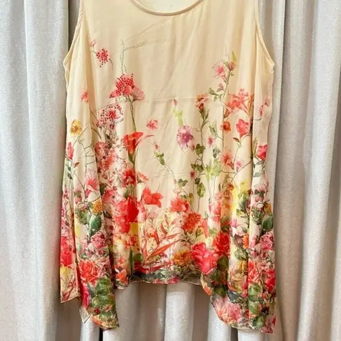 Cal Style Tunic Floral Print Sleeveless Top Size XL Pink