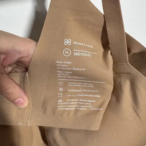 Honeylove Crossover Bra Sz XL Beige Nude Wireless Lite Padding Comfort Adj Strap Tan
