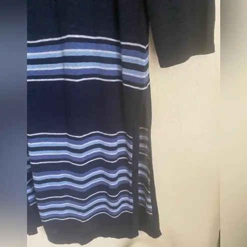 J Jill Cardigan Womens Size Large L Blue Striped Linen Blend Sweater NWT