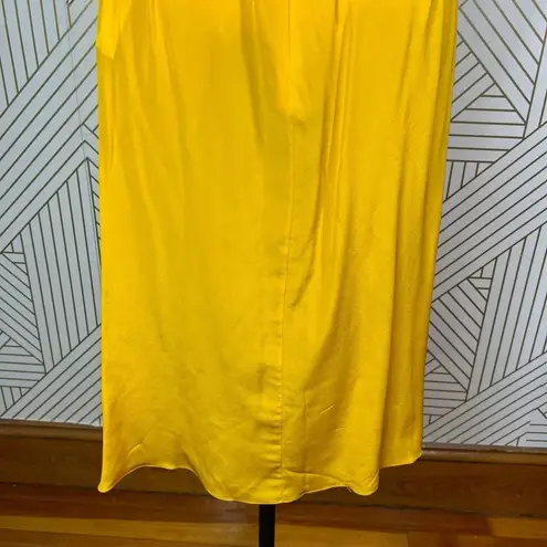 Tome Bow Tie Front Midi Silk Skirt in Marigold Yellow Size US Large
