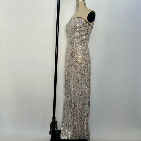 Silver Sequin Strapless Jumpsuit for Prom Size XXL