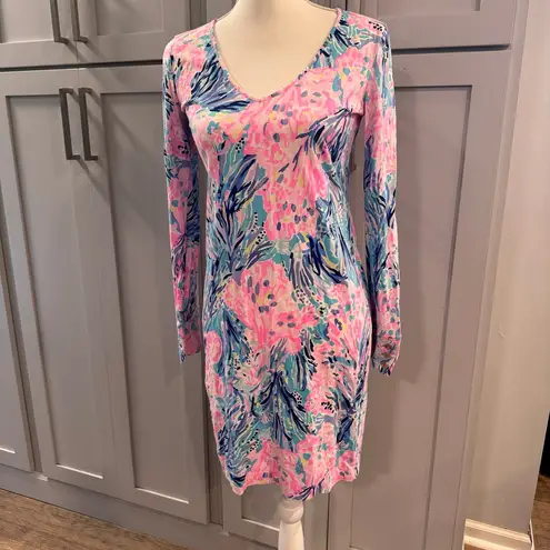 Lilly Pulitzer  Long Sleeve  Davie Dress in Fan Sea Pants Print Preppy Coastal XS