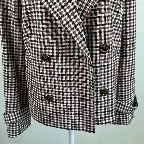 Dennis Basso Printed Luxe Crepe Double Breasted Jacket - Taupe/Black Size 4