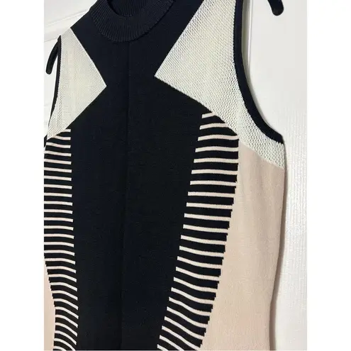 River Island White Black Geometric Stretch Bodycon Sweater Dress Size 12 Large