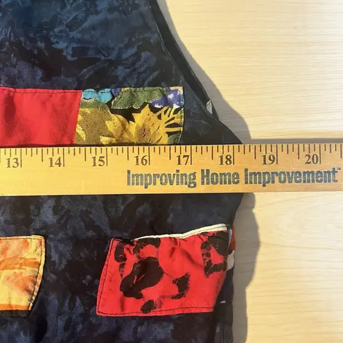 THEO Multi Color Patchwork 4 Button Vest VTG Art To Wear Artsy Festival Hippie Size M