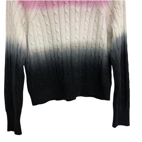 NWOT VEDA Sweater Dip Dye Tie Dye Cable Knit Pink Black White Size Petite (0