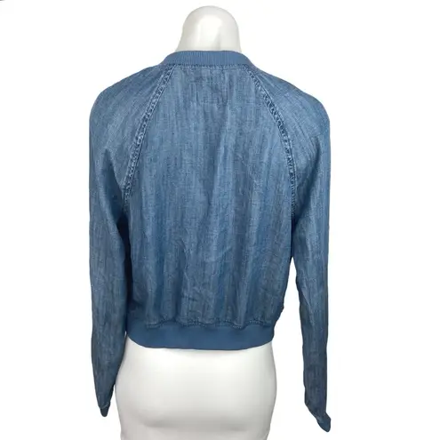 American Eagle  Outfitters Blue Full Zip Pockets Chambray Bomber Jacket Size XS