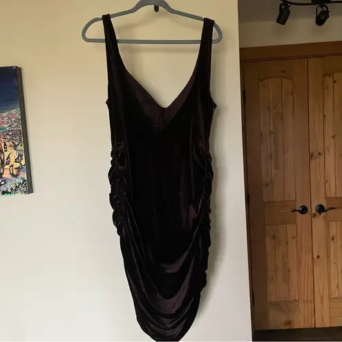 Pretty Little Thing  Chocolate Brown Velvet Ruched Corset Mini Party Dress 12