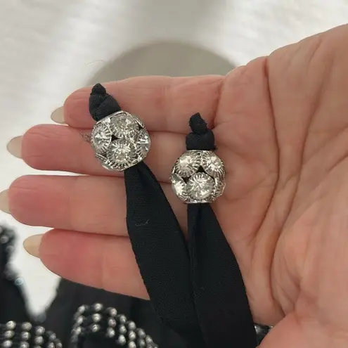 Muche Muchette Black Rhinestone Trim Smocked Waist Dress Size undefined