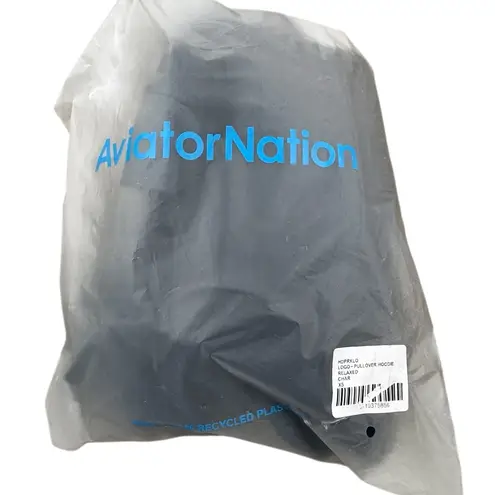 Aviator Nation NEW Charcoal Logo Pullover Relaxed Hoodie Sweatshirt Size XS
