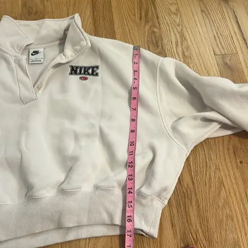 Nike Sportswear Phoenix Fleece 3/4 Sleeve Cropped Polo Sweatshirt Sz L