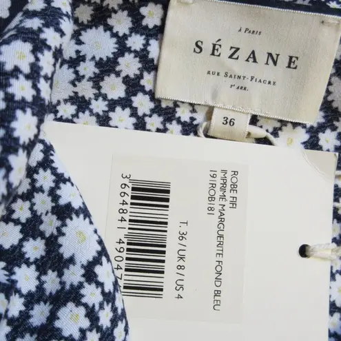 Sézane NWT Sezane Fifi in Daisy Blue Printed Flowers Tie Back Mini Dress 36 / US 4