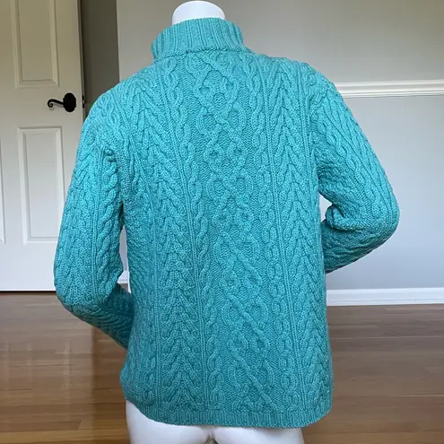 Aran Crafts Ireland Women’s 100% Merino Wool Cable Knit Sweater Pullover Zip Size S