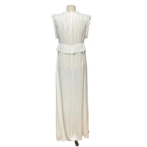 ByTimo White Short Sleeve Ruffle Peplum Maxi Dress Size Medium