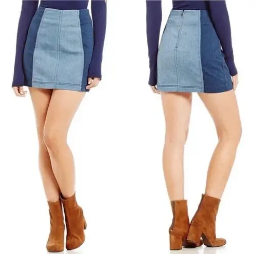 Free People  Two Tone Denim Mini Skirt Size 0