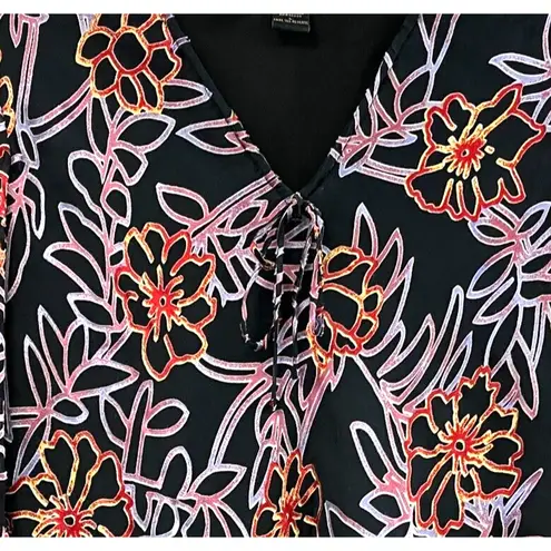 Anne Carson Silk Burnout Blouse Womens Large Floral Boho Whimsigoth Fairycore