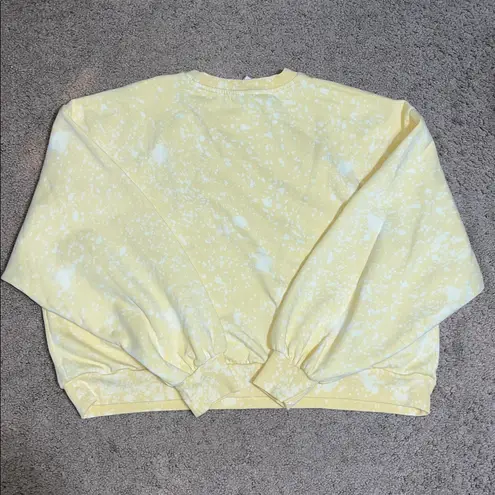 Daily Practice Oh So Good Tie Dye Pullover Oversized Crop Crewneck Sweatshirt 1X Yellow