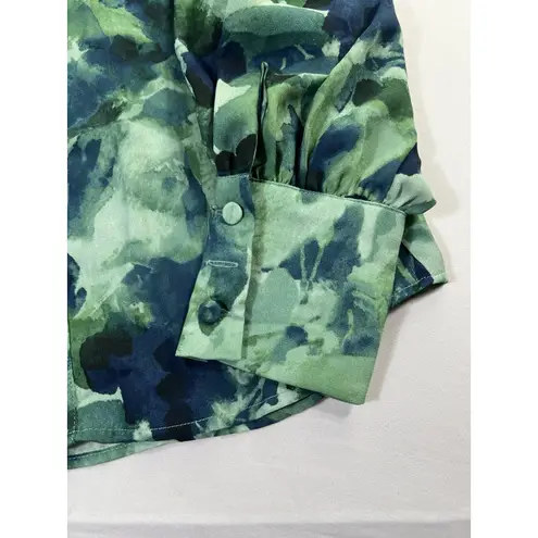 Womens Floral Blouses Dressy Casual Sz M Green Size M