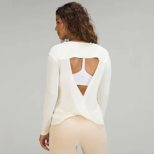 Lululemon  Modal-Blend Open-Back Long Sleeve Shirt, Lemon Sorbet Medium