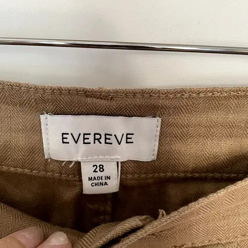 Evereve brown cargo pants women's size 28 linen trousers pockets stain flaw