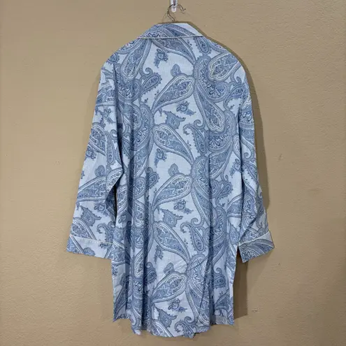 Ralph Lauren Lauren  Dress Blue Paisley Button Down Shirt Dress Oversized Sz XL