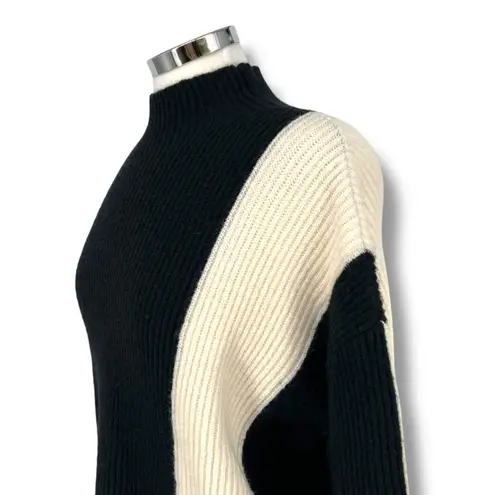 Commense Miss Paris Black White Colorblock Ribbed Knit Sweater Size Small
