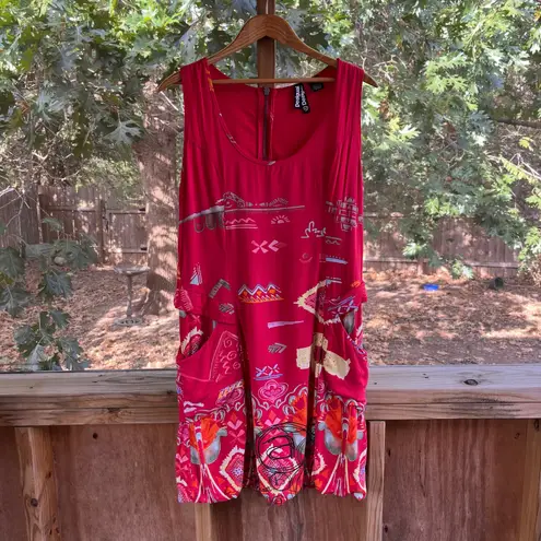 Desigual Women's Red Sleeveless Sheath Dress Boho Printed Size 44 (U.S. L)