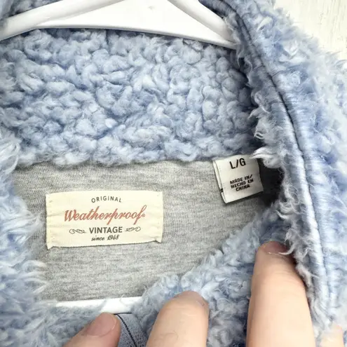 Weatherproof Sweater Women Size Large Blue Sherpa Fleece Quarter Zip Pullover