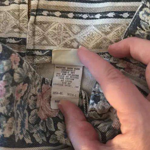 Vivaldi jeanswear vintage floral denim patterned pencil skirt size small Pink